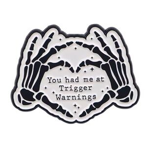 Skeleton Hands ‘Trigger Warnings’ Smut Book Lover Enamel Pin